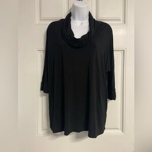 T17a- ALLISON IZU Black Long Sleeve Cowl Neck Top